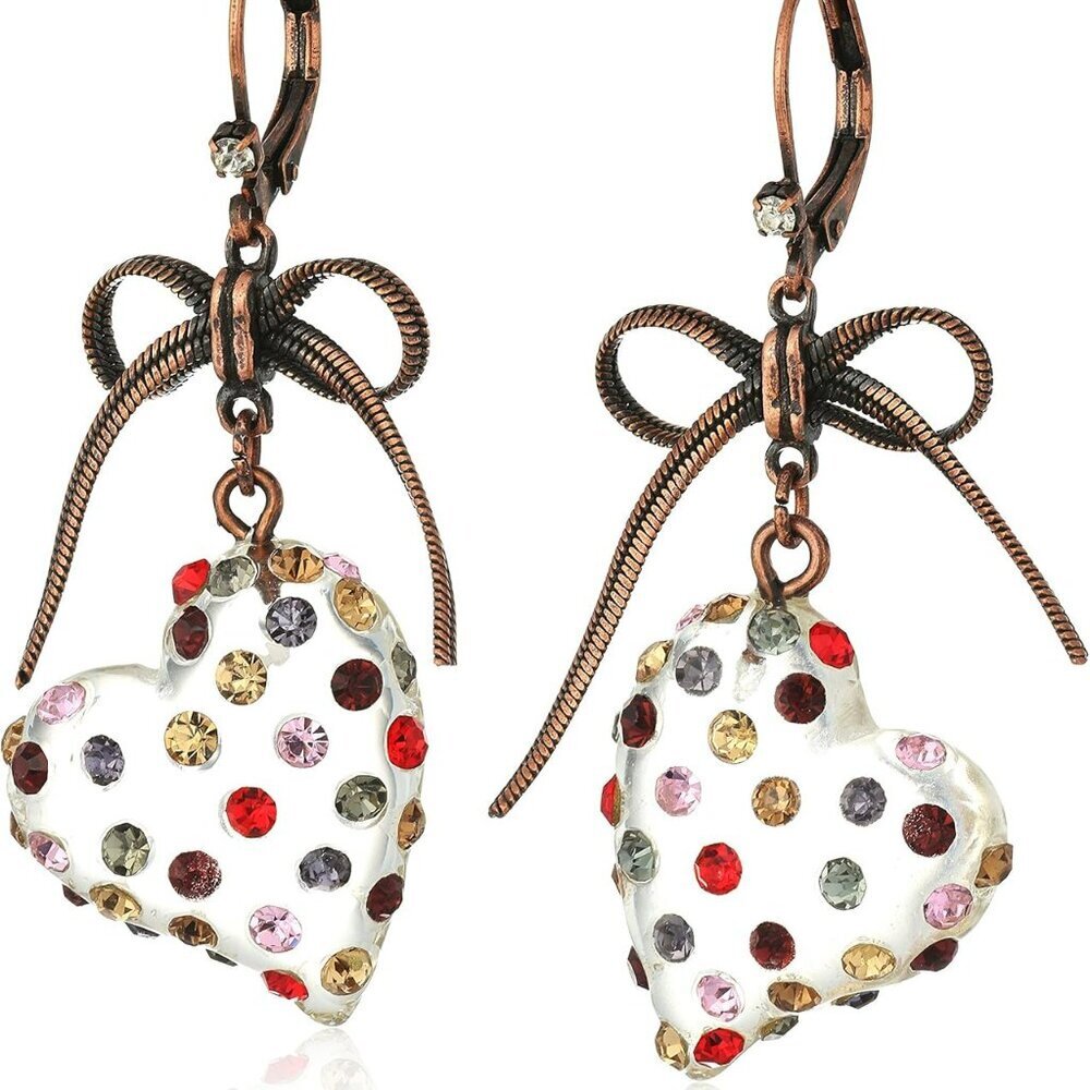 Multi Lucite Heart Drop Earrings